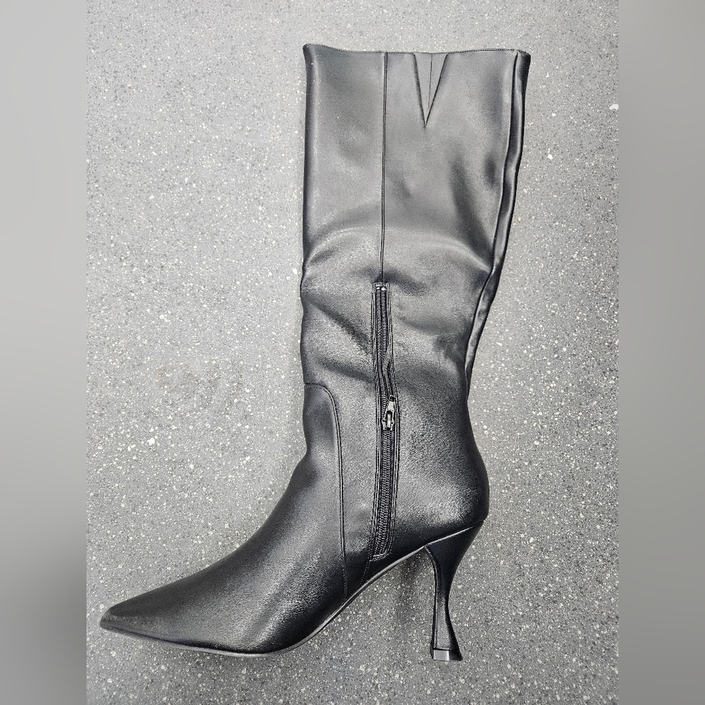 ​Dream Pairs Women's Knee High Boots - Pointed Toe Stiletto Flare Heel - Black